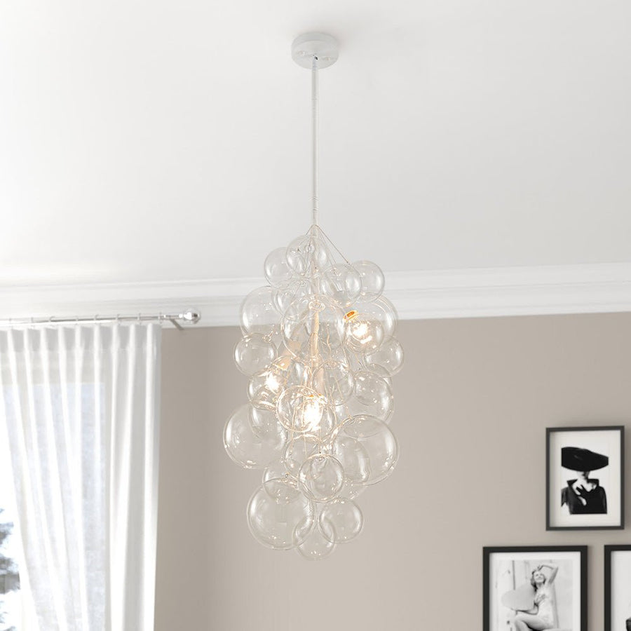 Chandelierias - Modern 3 - Light Clear Glass Grape Cluster Bubble Chandelier - Chandeliers - White - 3 Bulbs