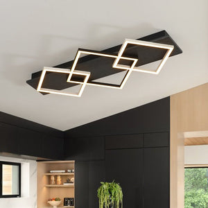 Chandelierias - Modern 3 - Light Dimmable LED Square Loop Flush Mount - Flush Mount - Matte Black - 