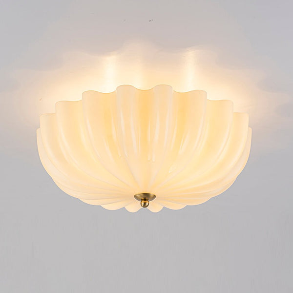 Chandelierias-Modern 3-Light Glossy White Daisy Glass Semi-Flush Mount-Semi Flush-Brass-Cream (Back-order)