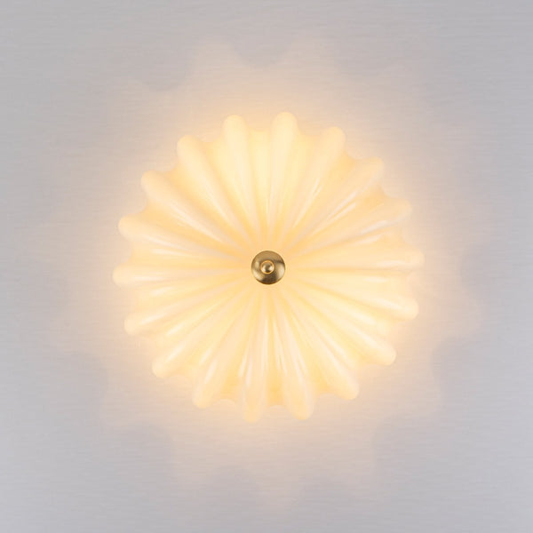 Chandelierias-Modern 3-Light Glossy White Daisy Glass Semi-Flush Mount-Semi Flush-Brass-Light Orange (Back-order)