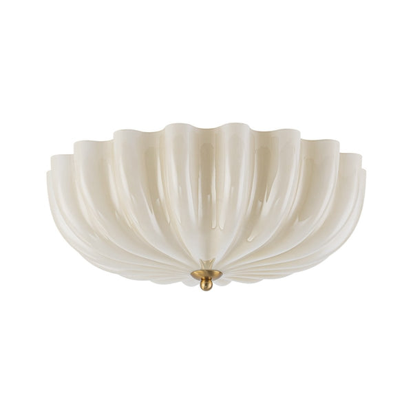 Chandelierias-Modern 3-Light Glossy White Daisy Glass Semi-Flush Mount-Semi Flush-Brass-Light Orange (Back-order)