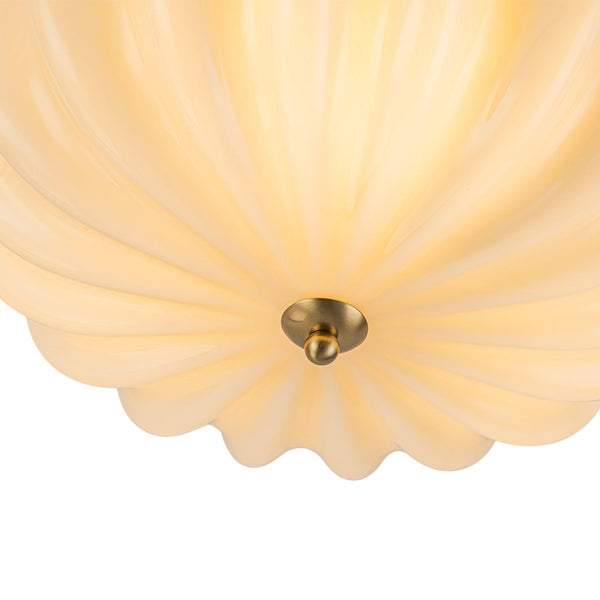 Chandelierias-Modern 3-Light Glossy White Daisy Glass Semi-Flush Mount-Semi Flush-Brass-Light Orange (Back-order)