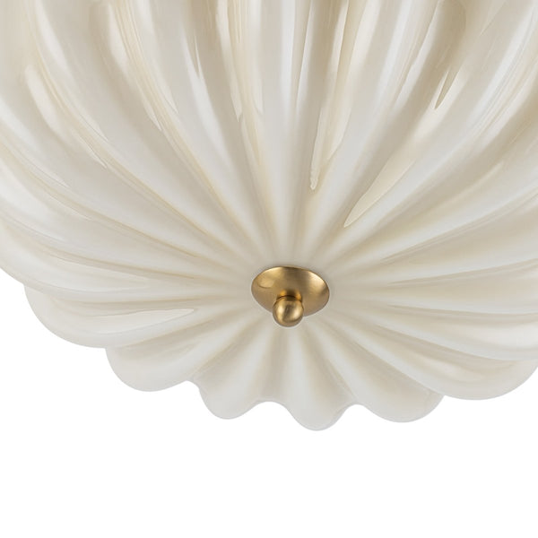 Chandelierias-Modern 3-Light Glossy White Daisy Glass Semi-Flush Mount-Semi Flush-Brass-Light Orange (Back-order)