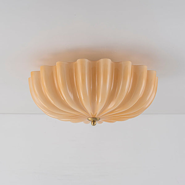 Chandelierias-Modern 3-Light Glossy White Daisy Glass Semi-Flush Mount-Semi Flush-Brass-Orange (Back-order)