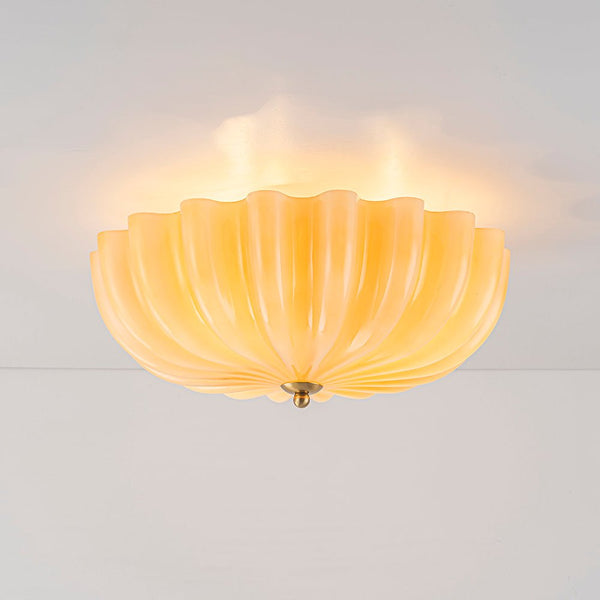 Chandelierias-Modern 3-Light Glossy White Daisy Glass Semi-Flush Mount-Semi Flush-Brass-Orange (Back-order)
