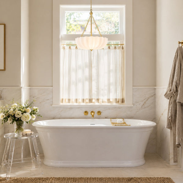 Chandelierias-Modern 3-Light Milky White Daisy Glass Chandelier-Chandeliers-Brass-Frosted Ivory