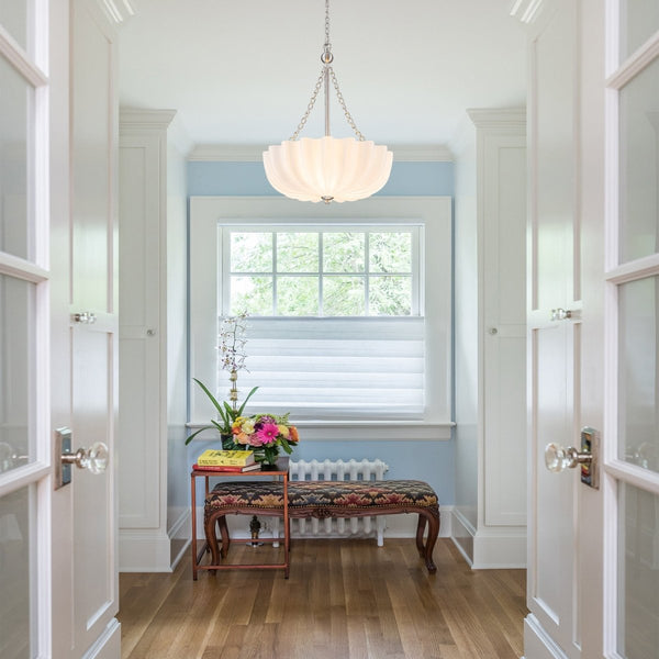 Chandelierias-Modern 3-Light Milky White Daisy Glass Chandelier-Chandeliers-Brass-Frosted Ivory