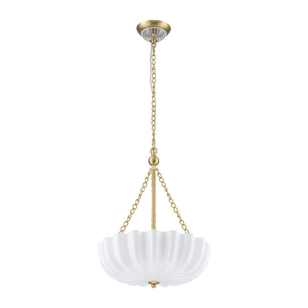 Chandelierias-Modern 3-Light Milky White Daisy Glass Chandelier-Chandeliers-Brass-Glossy Ivory