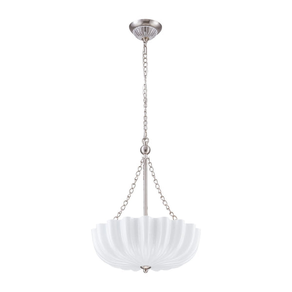 Chandelierias-Modern 3-Light Milky White Daisy Glass Chandelier-Chandeliers-Brass-Glossy Ivory