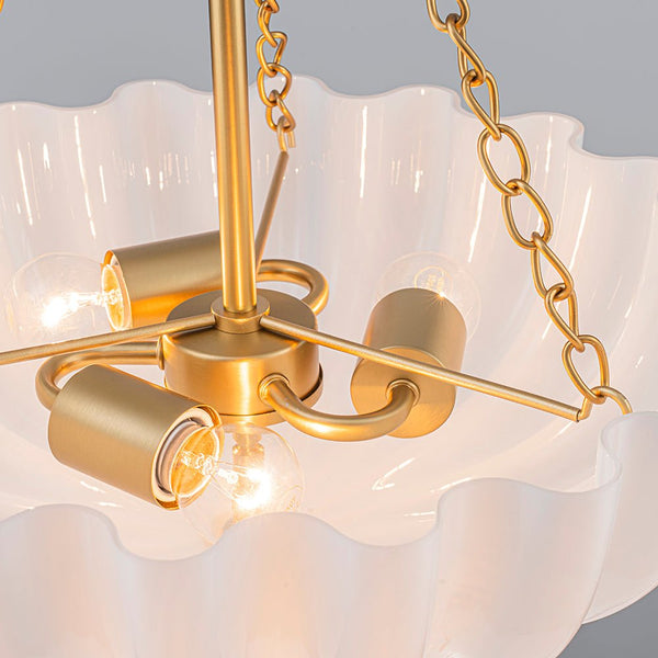 Chandelierias-Modern 3-Light Milky White Daisy Glass Chandelier-Chandeliers-Brass-Glossy Ivory
