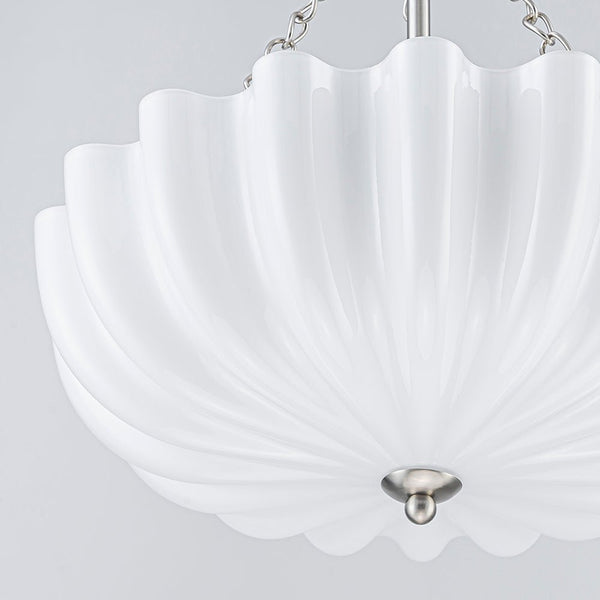 Chandelierias-Modern 3-Light Milky White Daisy Glass Chandelier-Chandeliers-Brass-Glossy Ivory