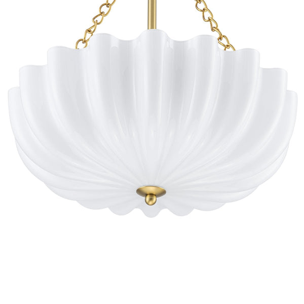 Chandelierias-Modern 3-Light Milky White Daisy Glass Chandelier-Chandeliers-Brass-Glossy Ivory