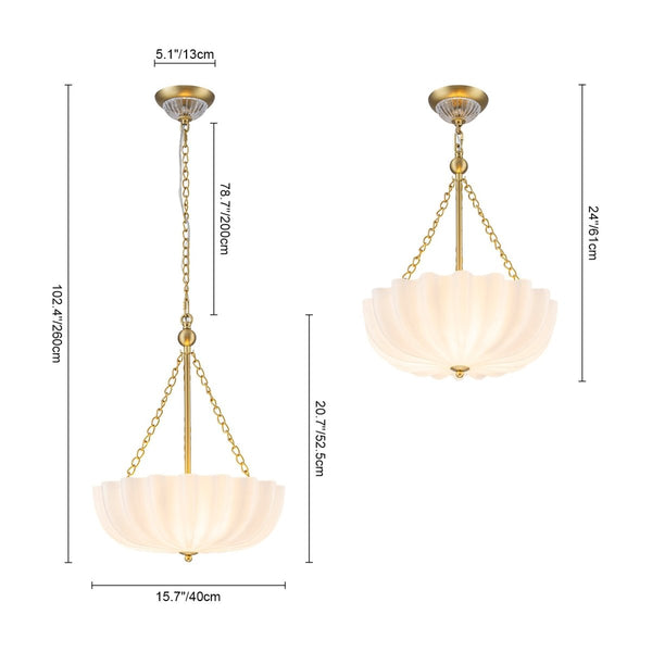 Chandelierias-Modern 3-Light Milky White Daisy Glass Chandelier-Chandeliers-Brass-Glossy Ivory