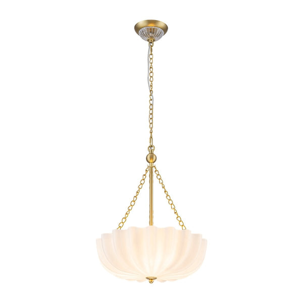 Chandelierias-Modern 3-Light Milky White Daisy Glass Chandelier-Chandeliers-Brass-Glossy Ivory
