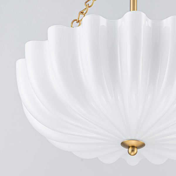 Chandelierias-Modern 3-Light Milky White Daisy Glass Chandelier-Chandeliers-Brass-Glossy Ivory