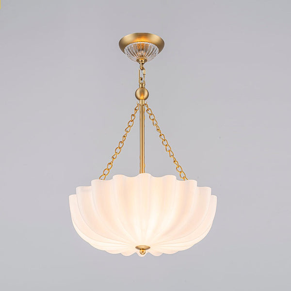Chandelierias-Modern 3-Light Milky White Daisy Glass Chandelier-Chandeliers-Brass-Glossy Ivory