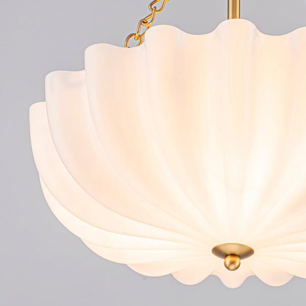 Chandelierias-Modern 3-Light Milky White Daisy Glass Chandelier-Chandeliers-Brass-Glossy Ivory