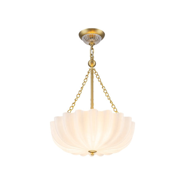 Chandelierias-Modern 3-Light Milky White Daisy Glass Chandelier-Chandeliers-Brass-Glossy Ivory