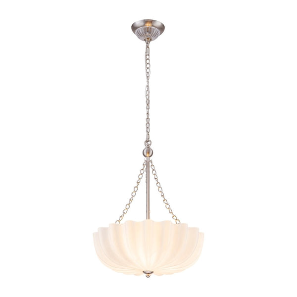 Chandelierias-Modern 3-Light Milky White Daisy Glass Chandelier-Chandeliers-Brass-Glossy Ivory