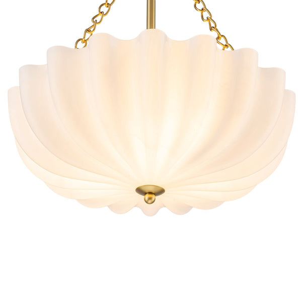 Chandelierias-Modern 3-Light Milky White Daisy Glass Chandelier-Chandeliers-Brass-Glossy Ivory