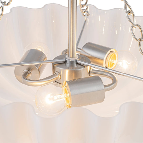 Chandelierias-Modern 3-Light Milky White Daisy Glass Chandelier-Chandeliers-Brass-Glossy Ivory