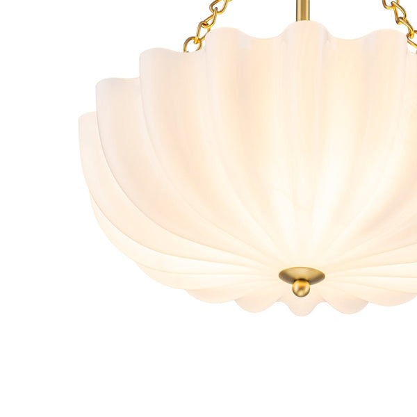 Chandelierias-Modern 3-Light Milky White Daisy Glass Chandelier-Chandeliers-Brass-Glossy Ivory