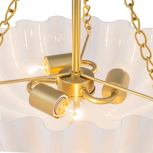 Chandelierias-Modern 3-Light Milky White Daisy Glass Chandelier-Chandeliers-Brass-Glossy Ivory