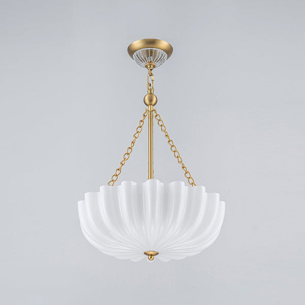 Chandelierias-Modern 3-Light Milky White Daisy Glass Chandelier-Chandeliers-Brass-Glossy Ivory