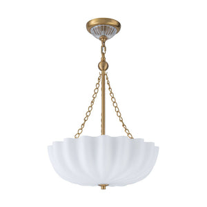 Chandelierias - Modern 3 - Light Milky White Daisy Glass Chandelier - Chandeliers - Brass - Ivory