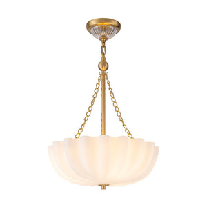 Chandelierias - Modern 3 - Light Milky White Daisy Glass Chandelier - Chandeliers - Brass - Ivory