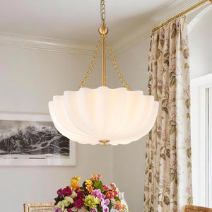 Chandelierias - Modern 3 - Light Milky White Daisy Glass Chandelier - Chandeliers - Brass - Ivory