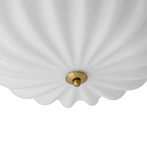 Chandelierias - Modern 3 - Light Milky White Daisy Glass Semi - Flush Mount - Semi Flush - Brass - Ivory