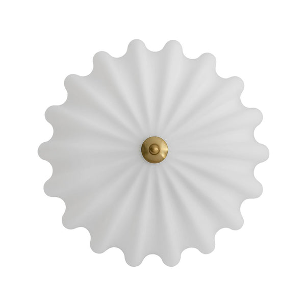 Chandelierias - Modern 3 - Light Milky White Daisy Glass Semi - Flush Mount - Semi Flush - Brass - Ivory