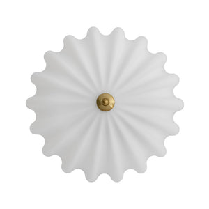 Chandelierias - Modern 3 - Light Milky White Daisy Glass Semi - Flush Mount - Semi Flush - Brass - Ivory