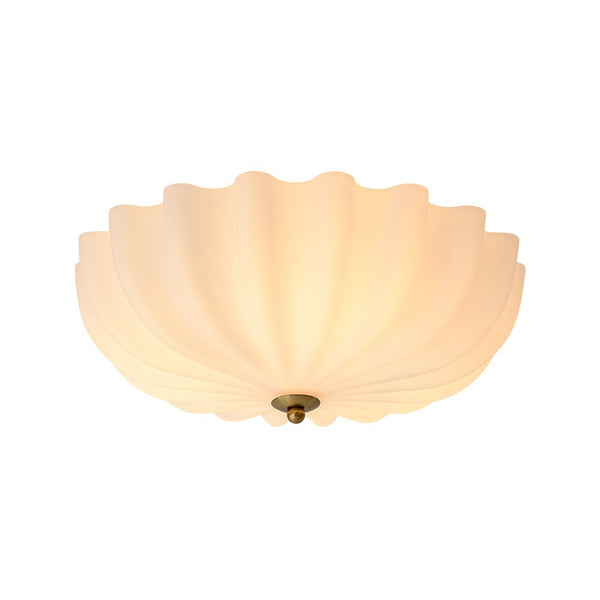 Chandelierias - Modern 3 - Light Milky White Daisy Glass Semi - Flush Mount - Semi Flush - Brass - Ivory