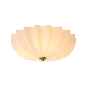 Chandelierias - Modern 3 - Light Milky White Daisy Glass Semi - Flush Mount - Semi Flush - Brass - Ivory