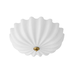 Chandelierias - Modern 3 - Light Milky White Daisy Glass Semi - Flush Mount - Semi Flush - Brass - Ivory