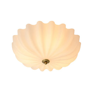 Chandelierias - Modern 3 - Light Milky White Daisy Glass Semi - Flush Mount - Semi Flush - Brass - Ivory