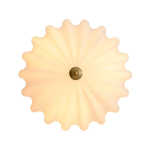 Chandelierias - Modern 3 - Light Milky White Daisy Glass Semi - Flush Mount - Semi Flush - Brass - Ivory