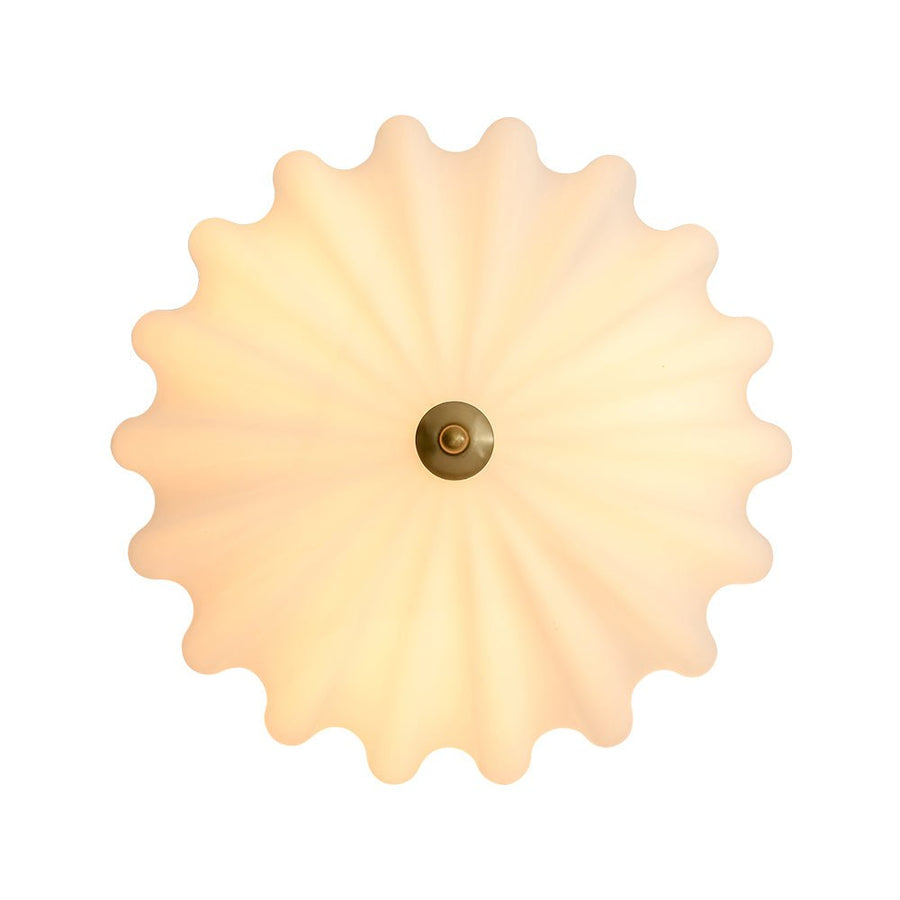 Chandelierias - Modern 3 - Light Milky White Daisy Glass Semi - Flush Mount - Semi Flush - Brass - Ivory