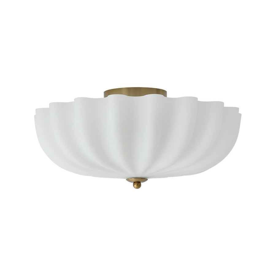 Chandelierias - Modern 3 - Light Milky White Daisy Glass Semi - Flush Mount - Semi Flush - Brass - Ivory