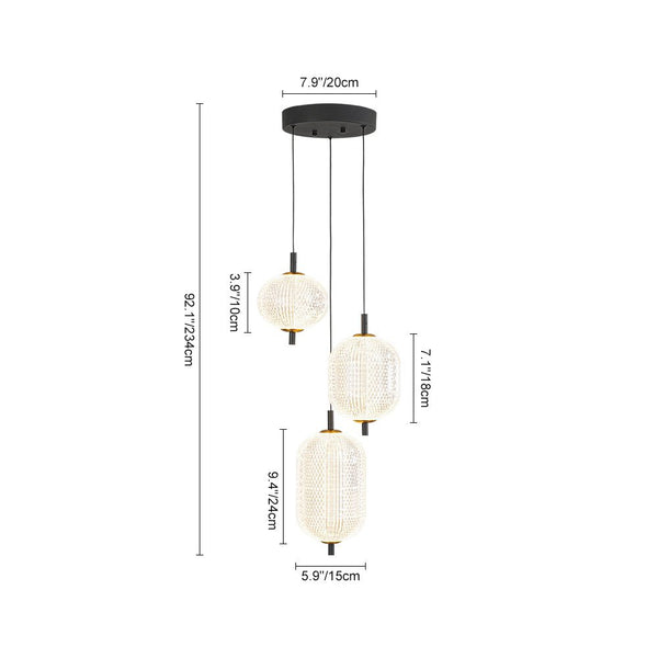 Chandelierias - Modern 3 - Light Rhombic Grid Acrylic Cluster Dimmable LED Chandelier - Chandelier - 3 - Light - 