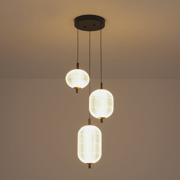 Chandelierias - Modern 3 - Light Rhombic Grid Acrylic Cluster Dimmable LED Chandelier - Chandelier - 3 - Light - 