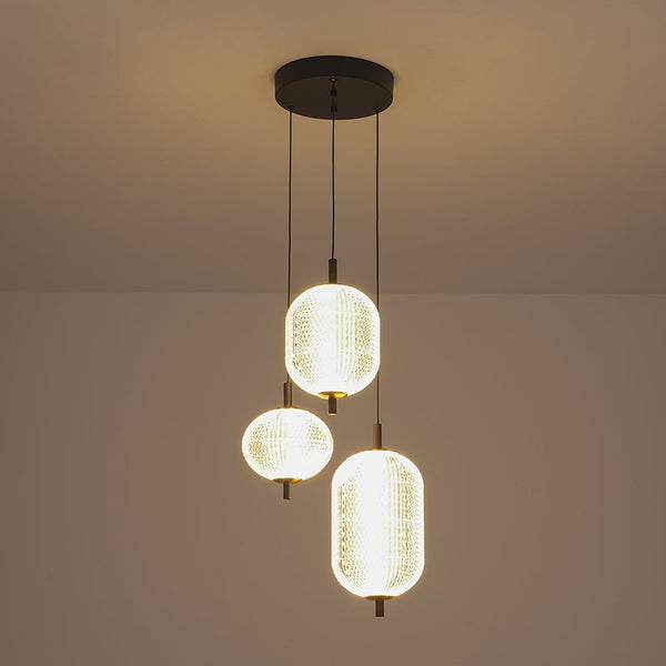Chandelierias - Modern 3 - Light Rhombic Grid Acrylic Cluster Dimmable LED Chandelier - Chandelier - 3 - Light - 