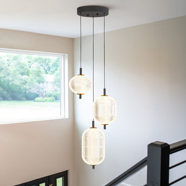 Chandelierias - Modern 3 - Light Rhombic Grid Acrylic Cluster Dimmable LED Chandelier - Chandelier - 3 - Light - 