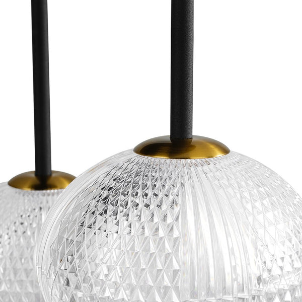 Chandelierias - Modern 3 - Light Rhombic Grid Acrylic Cluster Dimmable LED Semi - flush Mount - Semi Flush - Matte Black - 