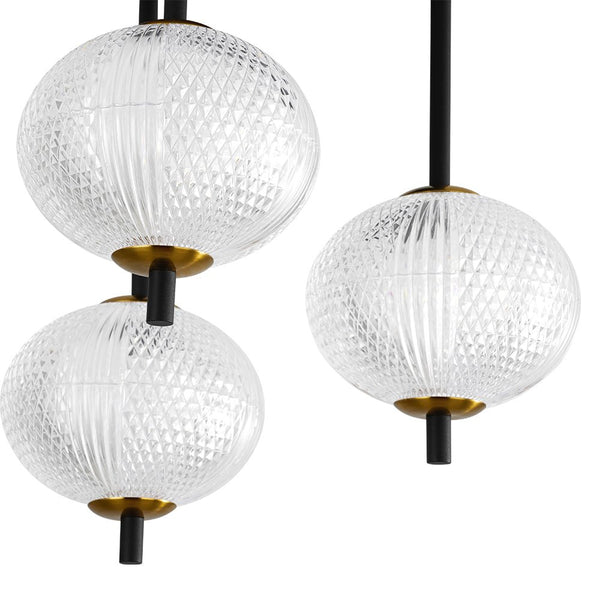 Chandelierias - Modern 3 - Light Rhombic Grid Acrylic Cluster Dimmable LED Semi - flush Mount - Semi Flush - Matte Black - 