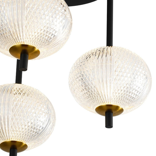 Chandelierias - Modern 3 - Light Rhombic Grid Acrylic Cluster Dimmable LED Semi - flush Mount - Semi Flush - Matte Black - 