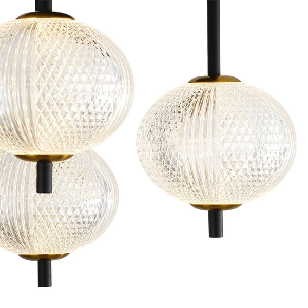 Chandelierias - Modern 3 - Light Rhombic Grid Acrylic Cluster Dimmable LED Semi - flush Mount - Semi Flush - Matte Black - 