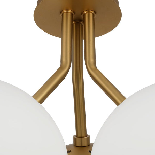Chandelierias - Modern 3 - Light Semi - Flush Mount with Frosted Glass Globes - Semi Flush - Nickel - 3 Bulbs